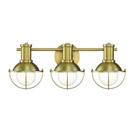 Designers Fountain Dalton 23in 3-Light Brushed Gold Industrial Indoor Vanity Light with Metal Cages D243M-3B-BG